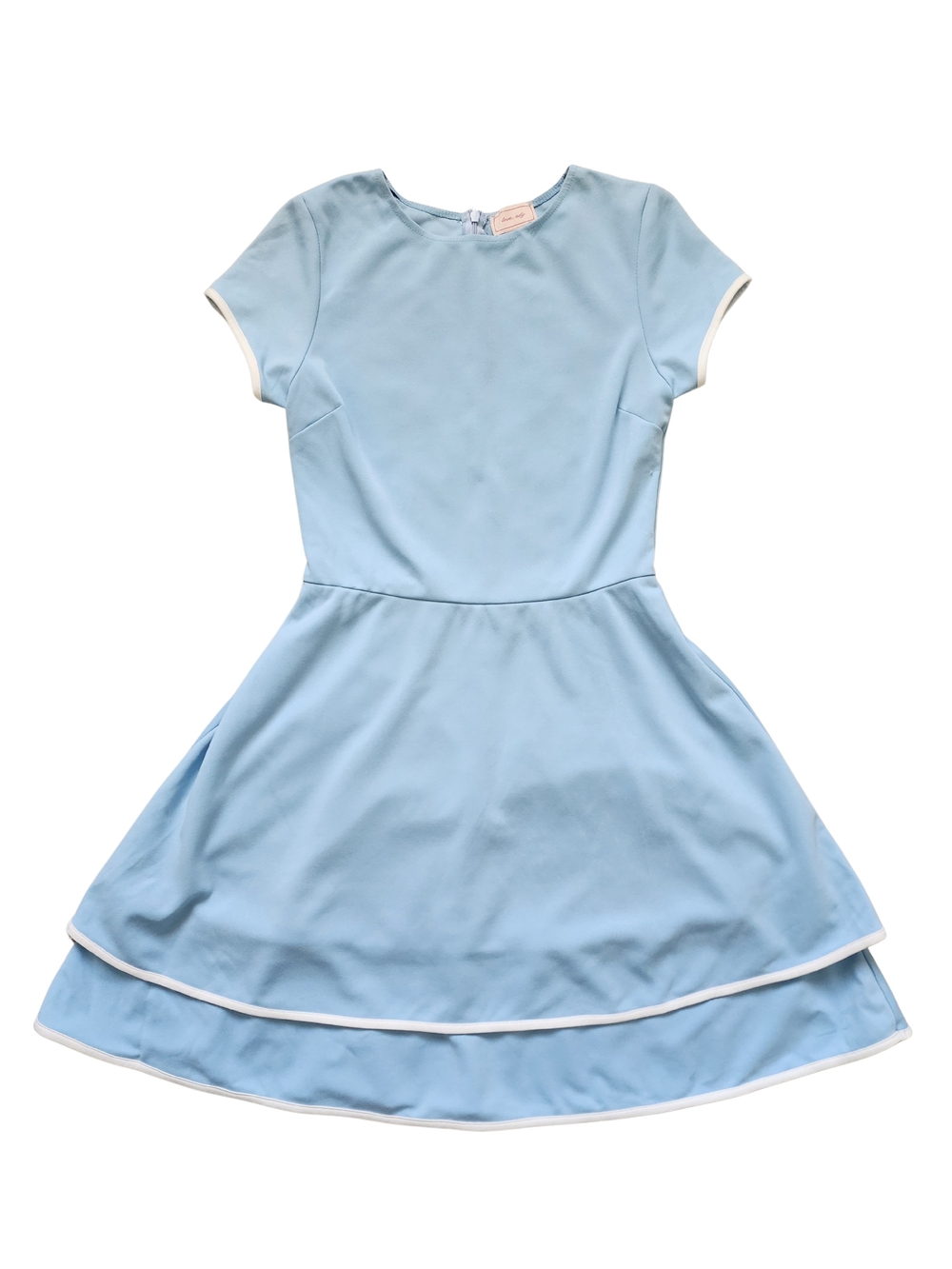 love...ady Girl's Light Blue Short Sleeve Dress with White Trim